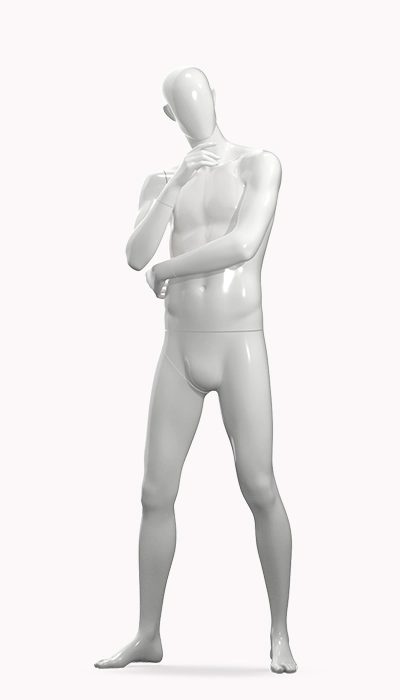 Blend pose of a male mannequin looking thoughful