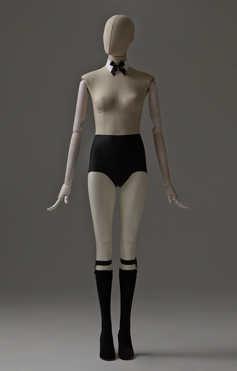a female mannequin from the casual fabric collection wearing black shorts