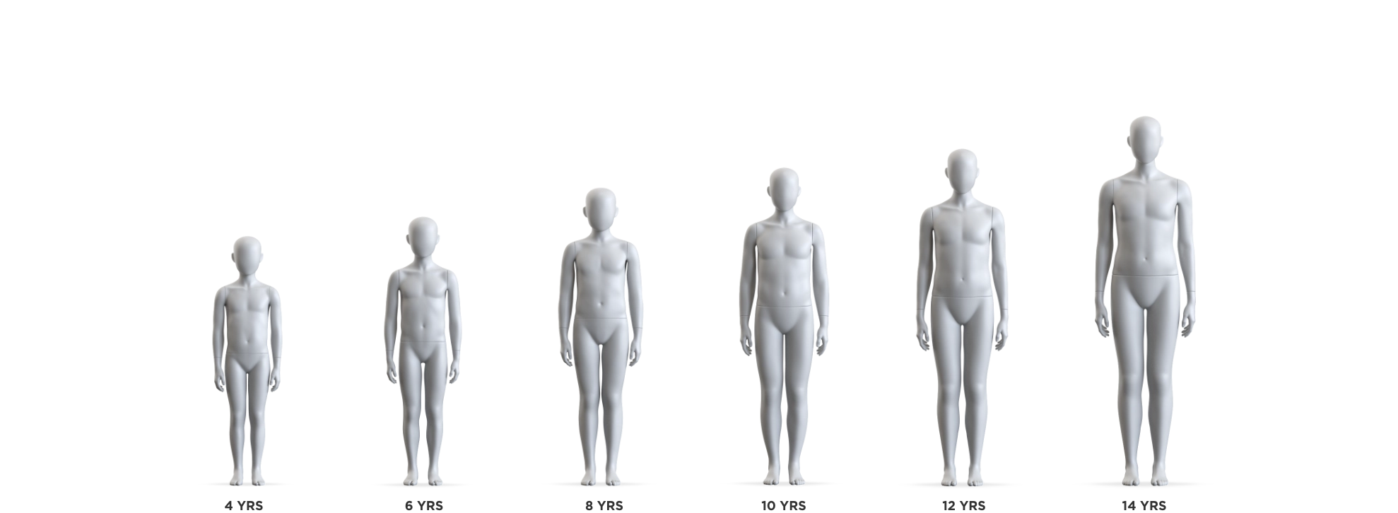 A range of different ages kids mannequins