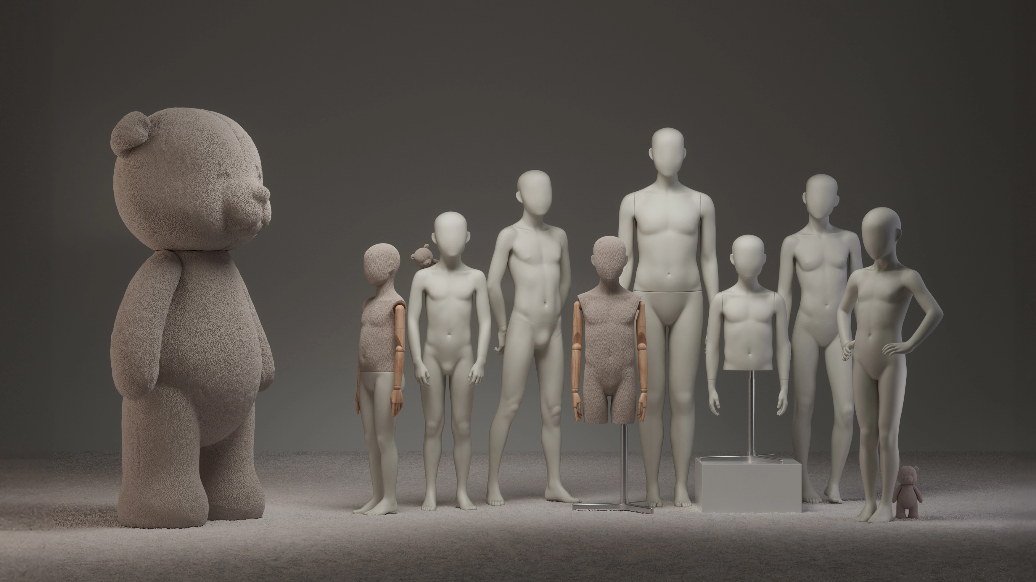 a mix of kids mannequins and torsos from the kids collection