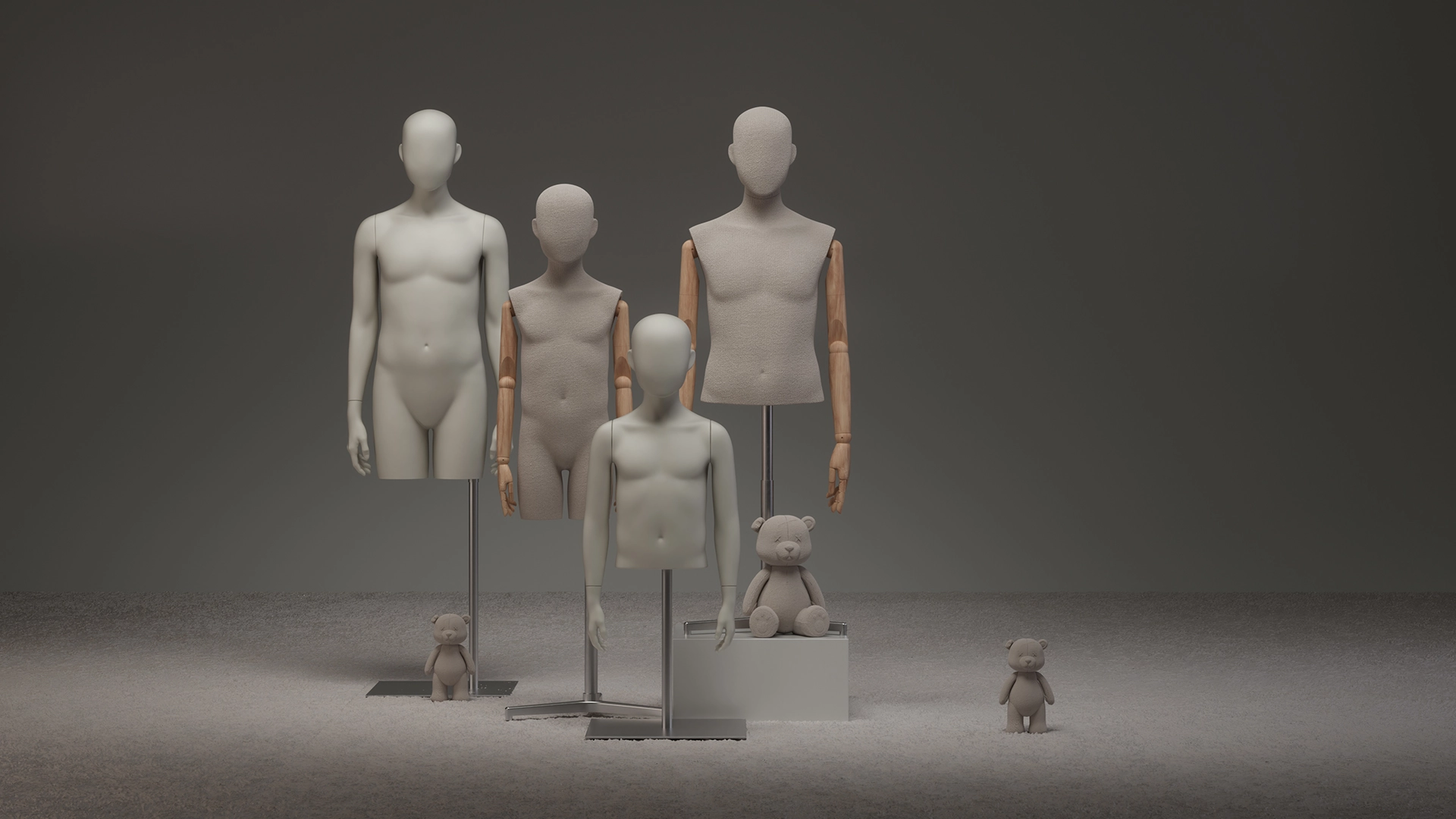 a mix of kids mannequins and torsos from the kids collection