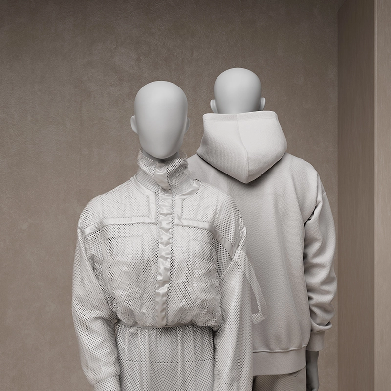 abstract dressed pair of female and male mannequins from the untitled collection