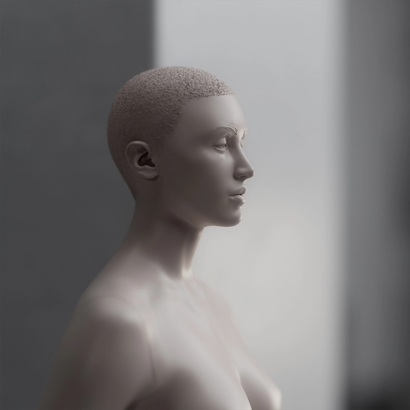 closeup of realistic undressed female mannequin from the untitled collection